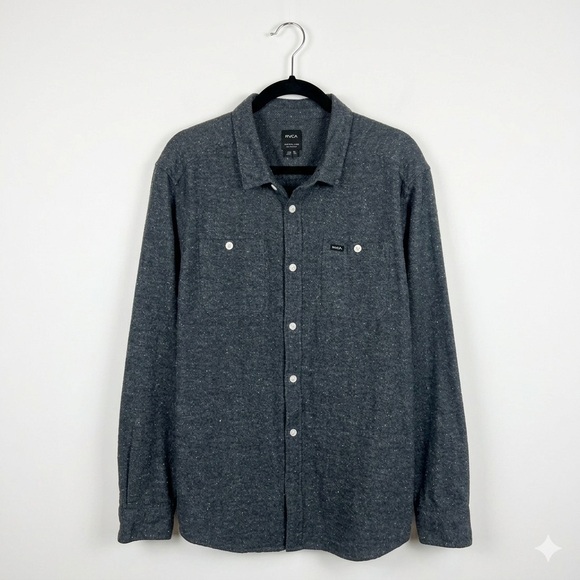 RVCA Other - RVCA Dark Grey/Blue Speckled Long-Sleeve Button-Down Shirt XXL